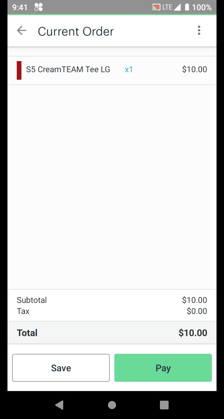 Review Order screen before payment.